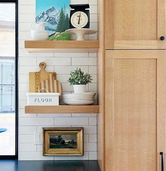 wooden kitchen cupboards with shelves designed by blue_alice_space_design